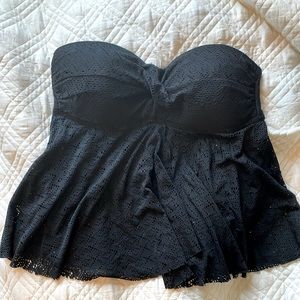 Merona black Swimsuit top Lace/Crochet Flyaway Strapless
